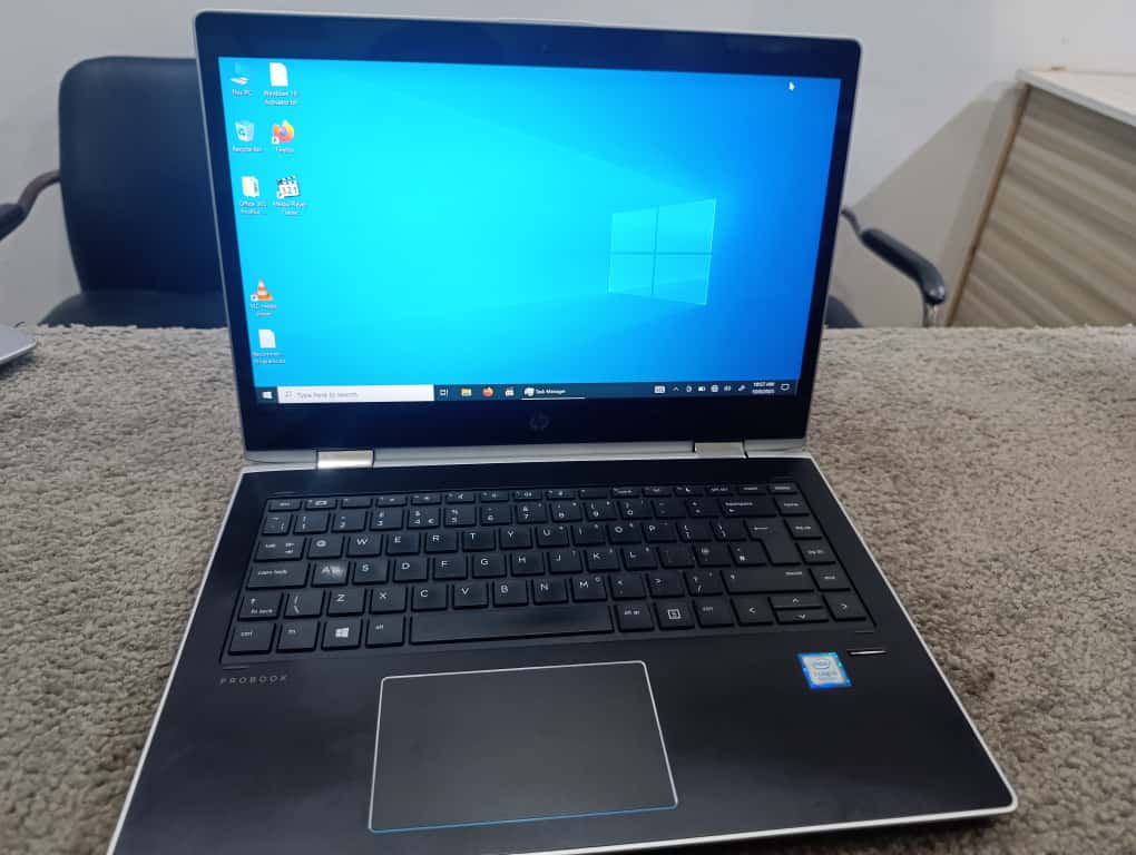 HP convertible laptop metal finish top lid